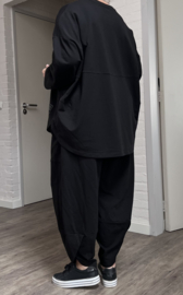 SASHA Noa jersey oversized katoen vrijetijdspak(top + broek) apart stretch zwart