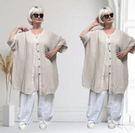 ITALIA MODA  linnen/katoen set  A-lijn blazer + tuniek/in meerdere kleuren