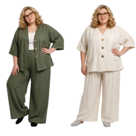 ITALIA MODA chique viscose setje blazer + broek apart /in meerdere kleuren