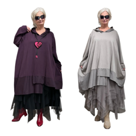Moonshine jersey katoen A-lijn tuniek met capuchon stretch /in meerdere kleuren