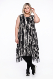 AKH oversized viscose jersey jurk apart/stretch zwart/wit