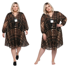 ITALIA MODA viscose chiffon met accordeonplissé A-lijn jurk gevoerd /stretch