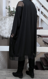 Abigail oversized viscose jersey A-lijn tuniek/jurk met inzet van tule apart(extra groot)stretch