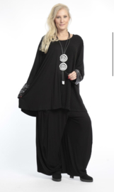 AKH oversized tricot viscose A-lijn tuniek/top apart stretch zwart