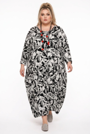 AKH oversized viscose ballon jurk zwart/wit