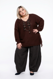 ITALIA oversized acryl mix gebreide top met franjes /in meerdere kleuren