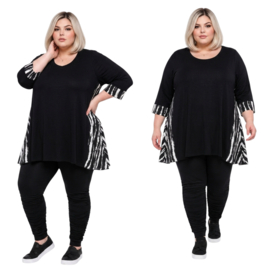 AKH oversized viscose jersey A-lijn jurk  apart/stretch zwart/wit