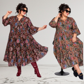 ITALIA MODA  jeresy viscose A-lijn BOHO jurk /in meerdere kleuren