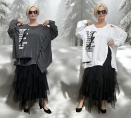 EU Queen oversized katoen A-lijn top/zwart stretch/apart/in meerdere kleuren