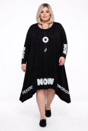 Naveed oversized viscose A-lijn jurk/tuniek / stretch/zwart/wit