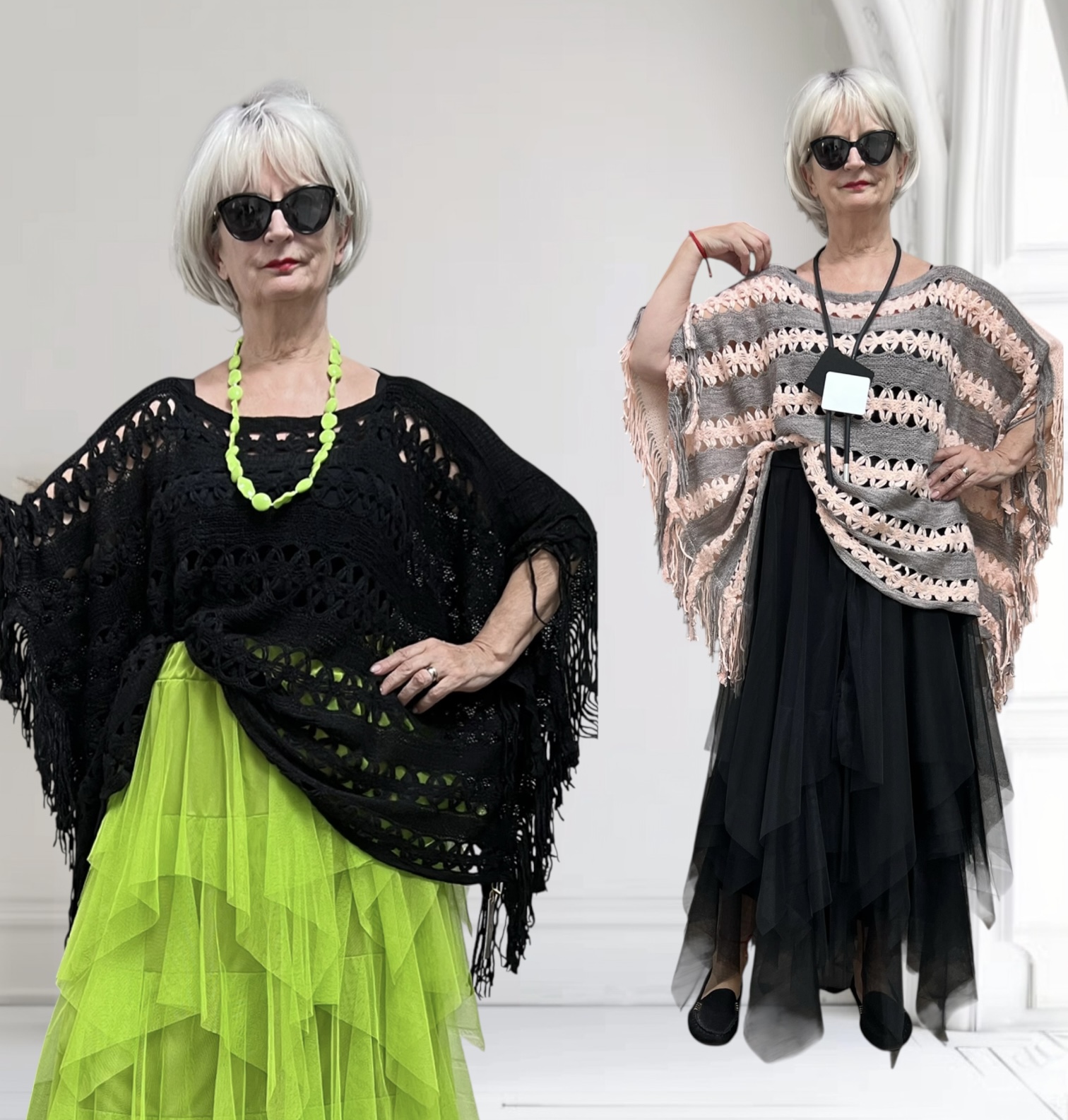 MM Sweet oversized acryl gebreide top/poncho /in meerdere kleuren