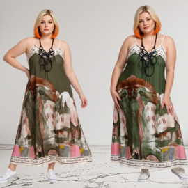 ITALIA Moda oversized viscose /zijde A-lijn zomer jurk