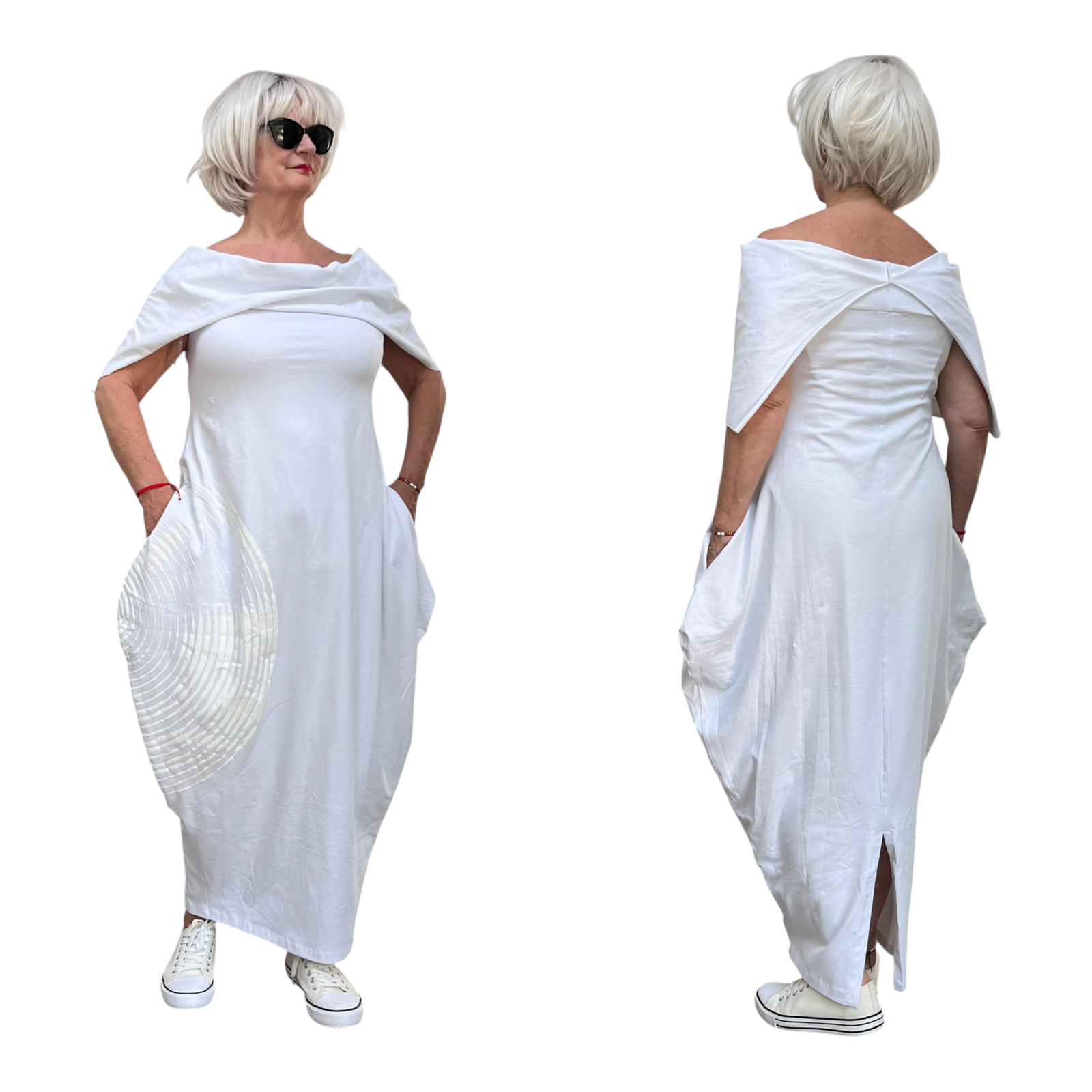 IZZY oversized katoen jurk met col/apart