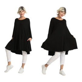 AKH oversized viscose A-lijn jurk apart stretch  zwart