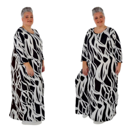 AKH oversized viscose ballon jurk apart/ stretch/ zwart/wit