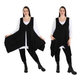 AKH jersey viscose A-lijn blazer/vest/tuniek stretch  zwart
