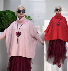 ITALIA oversized viscose mix gebreide top/tuniek met col  /in meerdere kleuren