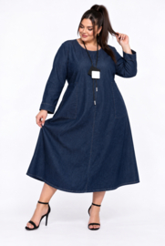 Gulio Moda katoen jeans A-lijn jurk met zakken / stretch
