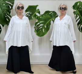 ITALIA oversized viscose A-lijn blouse/ hemd met steentjes