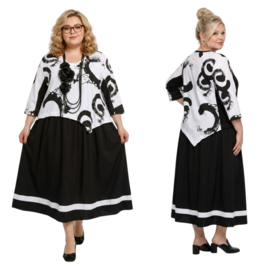 SINNE design.. A-lijn viscose jurk zwart/wit