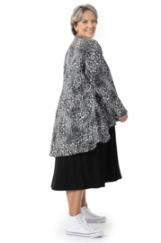 AKH oversized  viscose  A-lijn jurk/top  apart stretch zwart/grijs