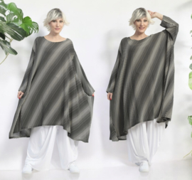 AKH oversized viscose A-lijn tuniek apart zwart/wit