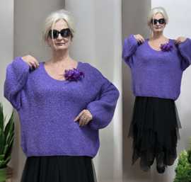 Italia oversized gebreide top met broche stretch