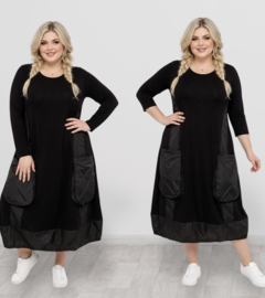 Vincenzo Allocca katoen A-lijn jurk met inzet van taft/zwart apart stretch