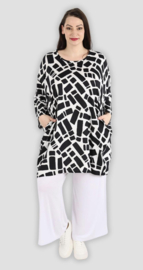 AKH oversized viscose tuniek/top zwart/wit  apart