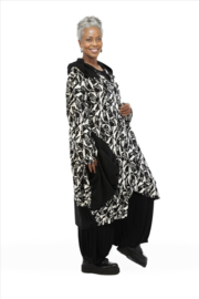 AKH oversized viscose mix A-lijn blazer/jas/vest/apart/ stretch zwart /wit