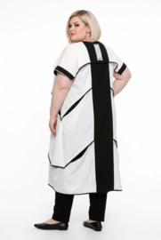 H-4 oversized katoen mix vest/blazer apart wit/zwart