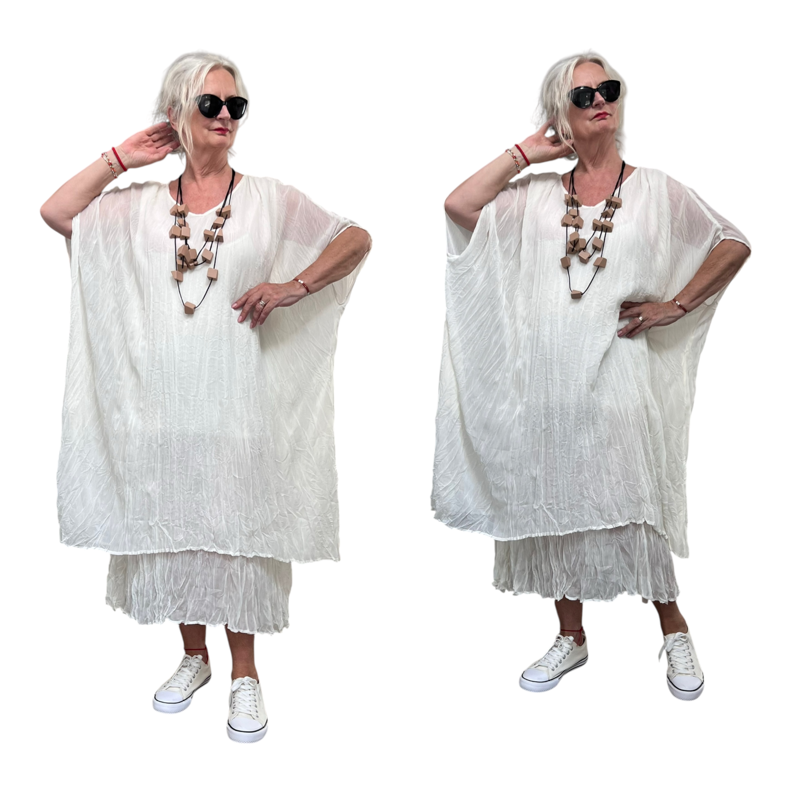 U See oversized tencel/katoenen dubbele jurk