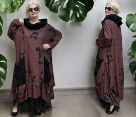 dYb viscose  A-lijn jurk met capuchon stretch