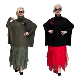 ITALIA oversized viscose mix gebreide top/tuniek met broche/in meerdere kleuren