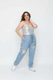 ITALIA katoen jeans broek met hart/apart/ veel stretch/in meerdere kleuren 