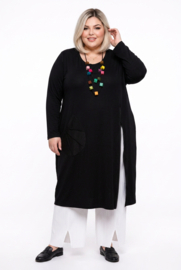 AKH oversized A-lijn jurk/tuniek met rits zwart