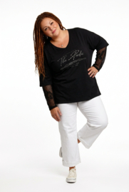 ITALIA oversized katoen top met kanten mouwen stretch /in meerdere kleuren