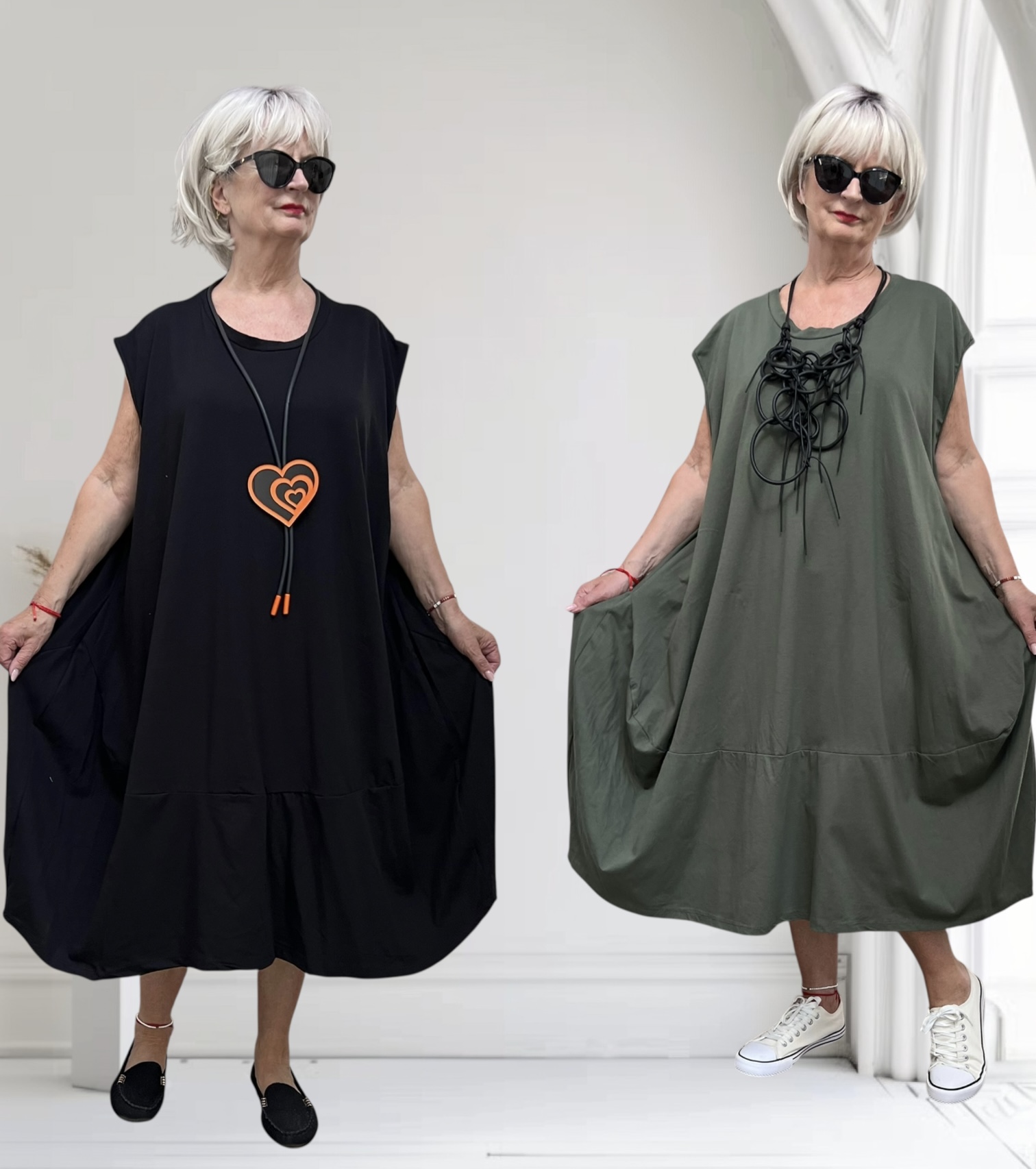 ITALIA  MODA  katoen A-lijn jurk apart/ in meerdere kleuren