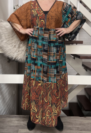 Mila Ragazza oversized A-lijn katoen boho jurk apart met inzet van KANT