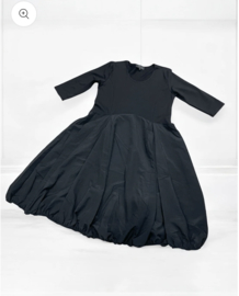 Vincenzo Allocca oversized katoen A-lijn jurk met inzet van taft /aparte/stretch/zwart