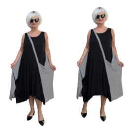 Naveed  viscose jersey A-lijn jurk stretch zwart/wit