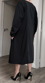 SINNE design.. A- lijn katoen jurk stretch/zwart