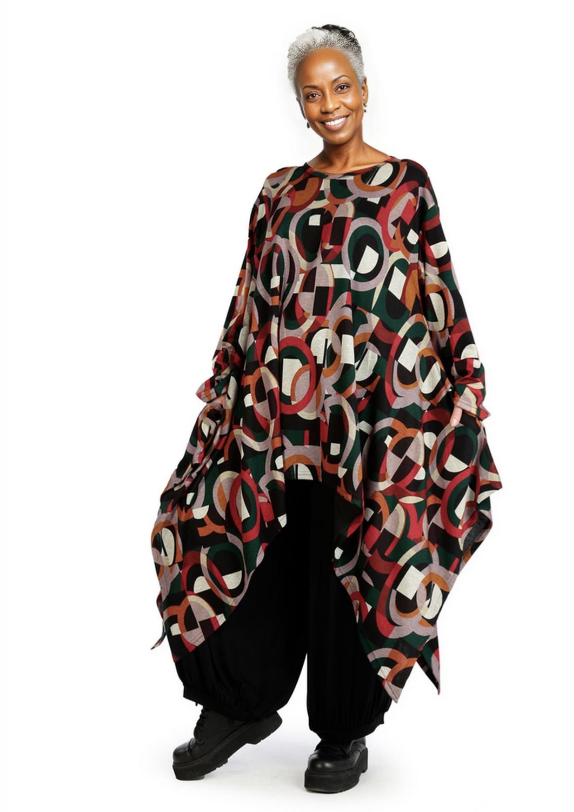 AKH viscose asymmetrisch oversized jersey A-lijn tuniek/top met zakken apart stretch