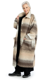 AKH oversized lange wollen winterjas/mantel  gevoerd