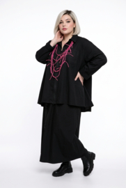 Vincenzo Allocca oversized katoen A-lijn vest/blouse/tuniek met rits/zwart apart stretch