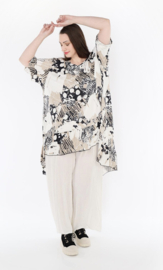 AKH oversized viscose A-lijn tuniek /apart/stretch  zwart/beige