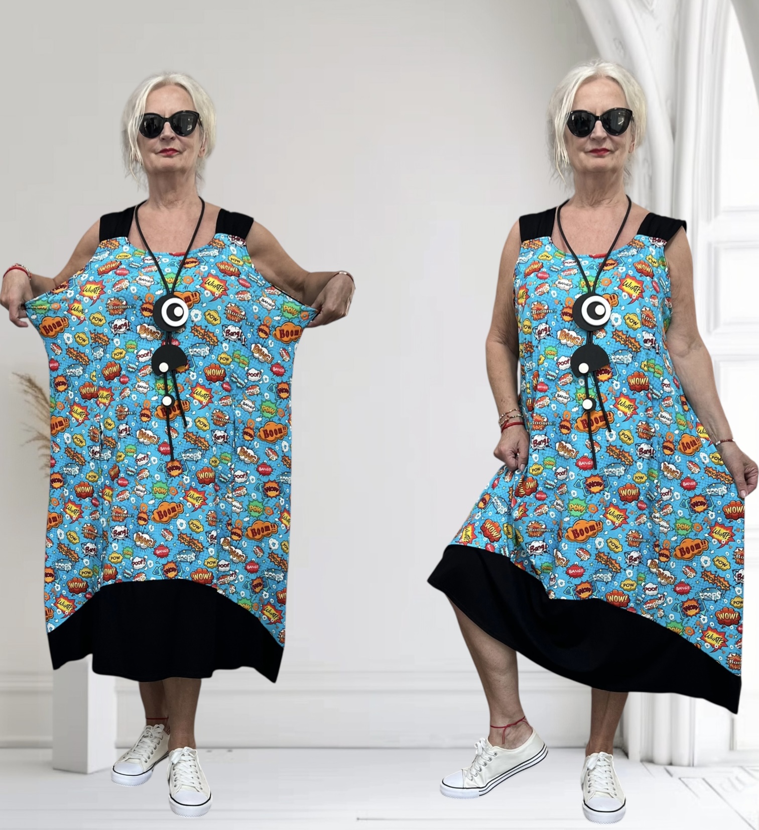 Naveed  oversized viscose jersey A-lijn jurk stretch