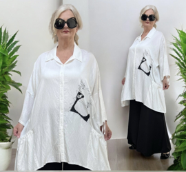 IZZY Style viscose hemd/blouse/tuniek  wit