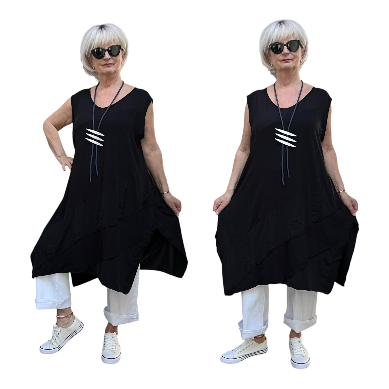KEKOO design viscose  A-lijn jurk  zwart stretch 