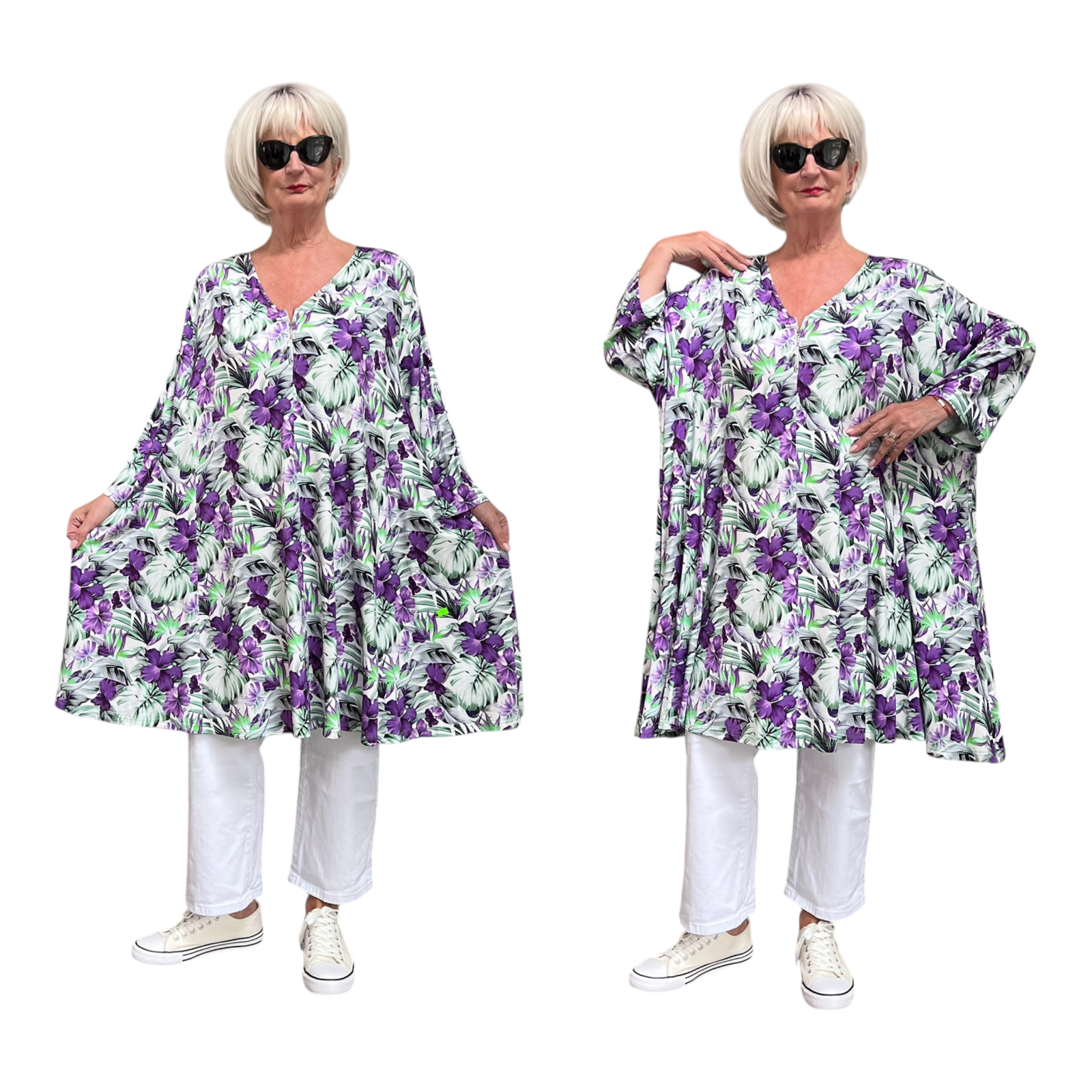 New Jersey oversized viscose A-lijn jurk/tuniek met korte rits /extra wijd/ stretch